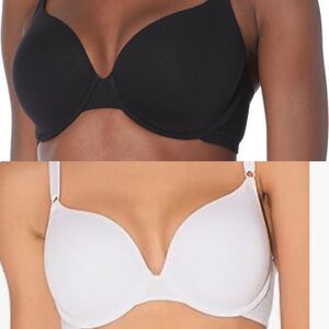 Fruit of the Loom White and Black Cotton Stretch Underwire T-Shirt Bras-2 -38D